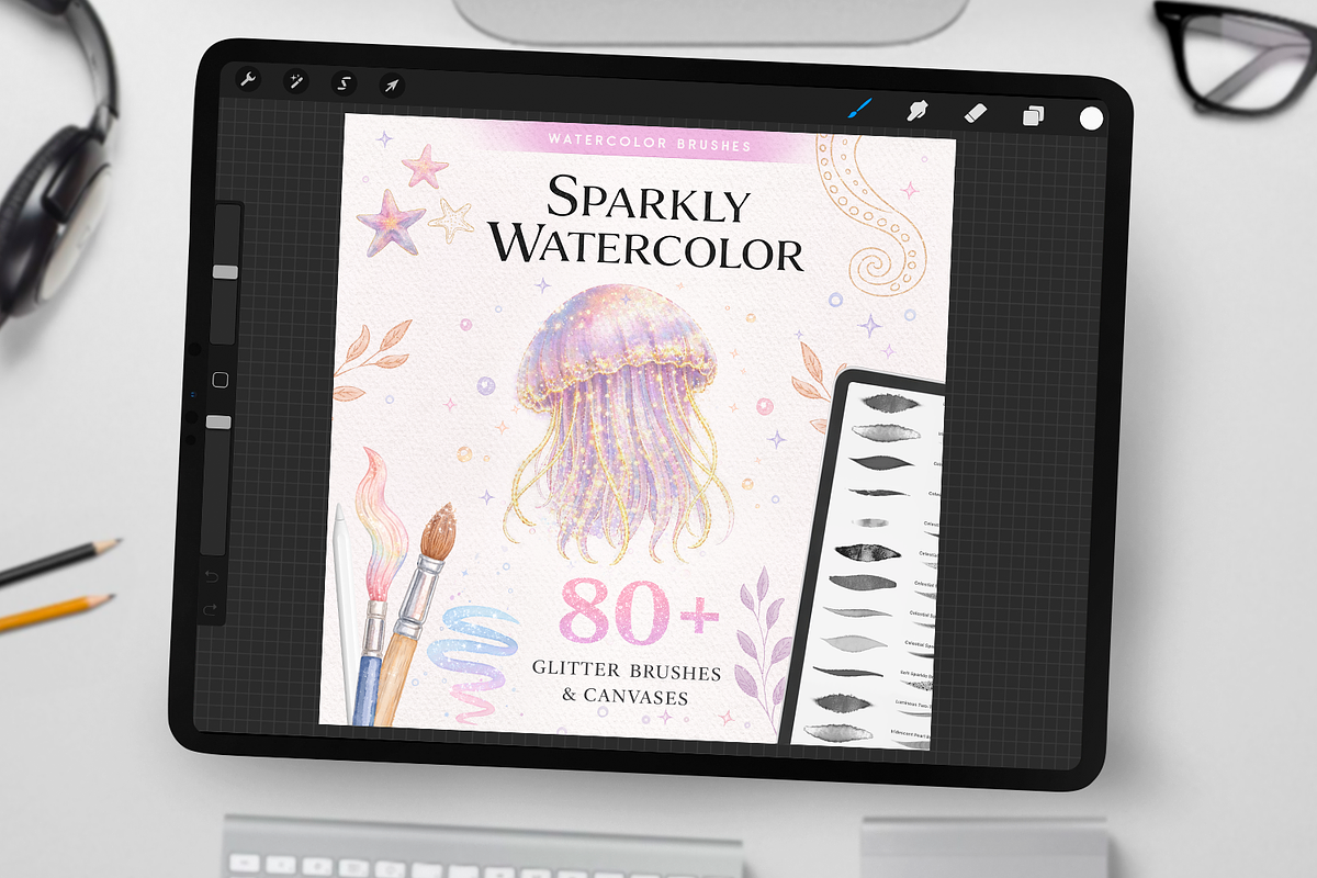 Sparkly Watercolor Procreate Brushes, a Brush Add-On by Disyukov (Photo 1 of 6)