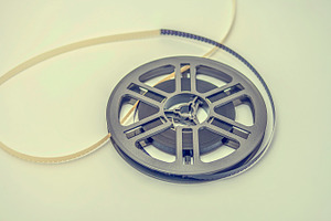 Film reel featuring vintage, retro, and antique