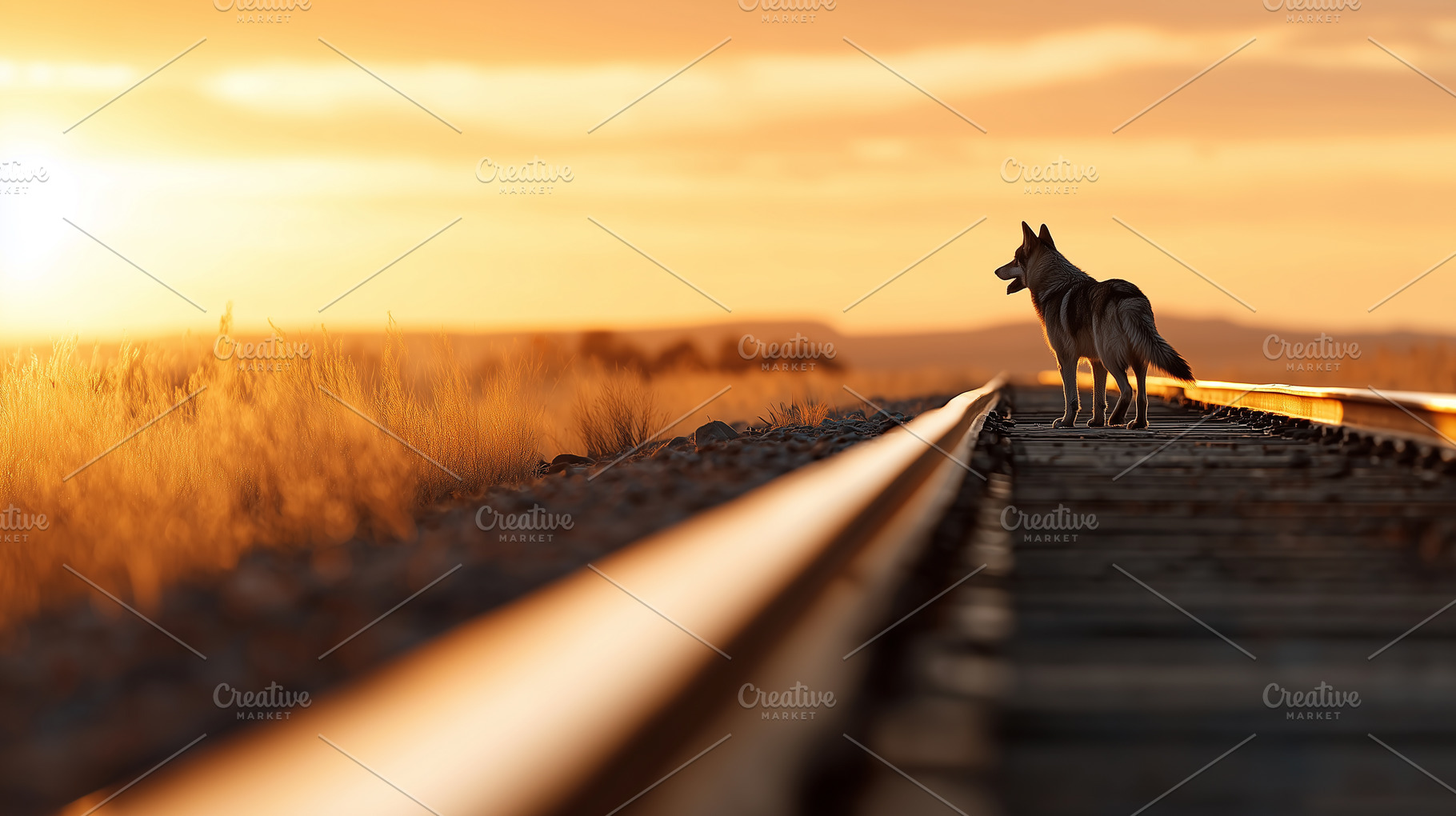 A lone dog standing on railway track, an Animal Photo by MistyDay
