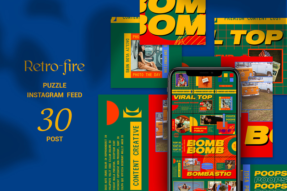 Retro-fire Puzzle Instagram Feed, a Social Media Template by Azruca (Photo 1 of 6)