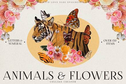 Animals & Flowers Collage, an Object Graphic by nadispasibenko
