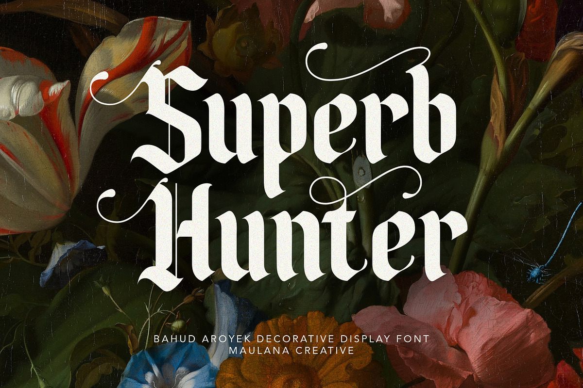 Bahud Aroyek Decorative Display Font, a Blackletter Font by Maulana Creative (Photo 3 of 6)
