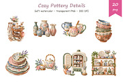 Watercolor Pottery Clipart, a Decorative Illustration by BerryPieArt (Thumbnail 3 of 4)