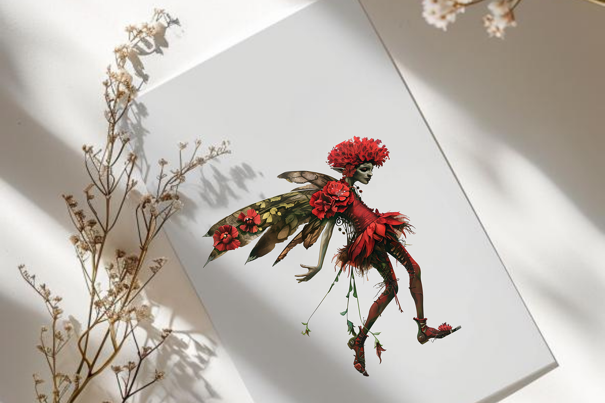RED CARNATION FAIRY FOREST CLIPART, a Person Illustration by Daring Digies (Photo 8 of 8)
