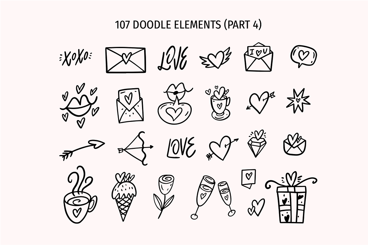 Love Doodles & Valentine Stickers, a Seasonal Illustration by Oktyabr (Photo 6 of 10)