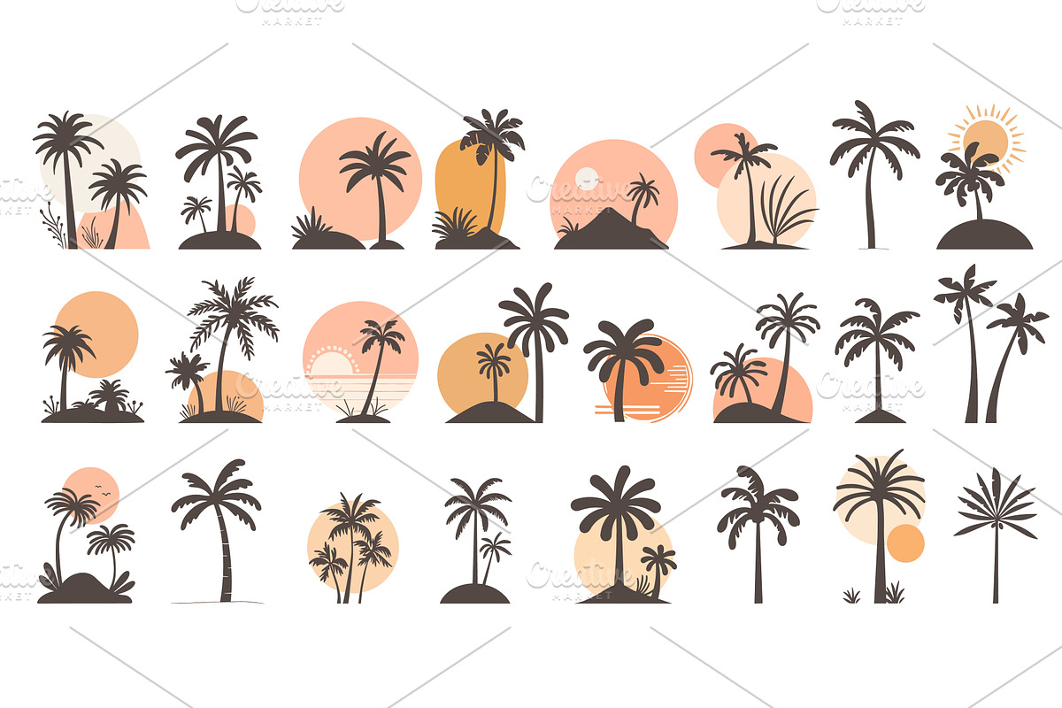 Palm logotypes. Boho abstract, an Illustration by Stock-Smart-Start