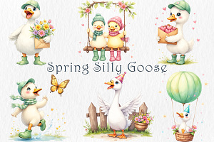 Spring Silly Goose Clipart, 40 png