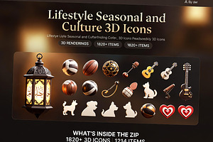 Lifestyle Seasonal Holiday 3D Icons, a Scene 3D Model by Dreamanart