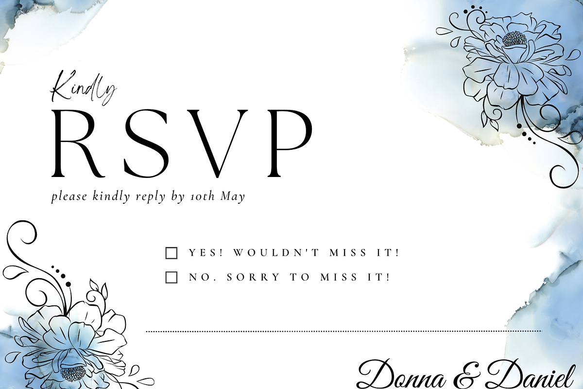MINIMAL Blue WEDDING Invitation SET, an Invitation Template by MagicLove Creations (Photo 4 of 7)
