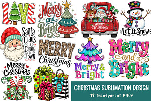Christmas Sublimation Design Bundle, a Transportation Illustration by SinaCreation