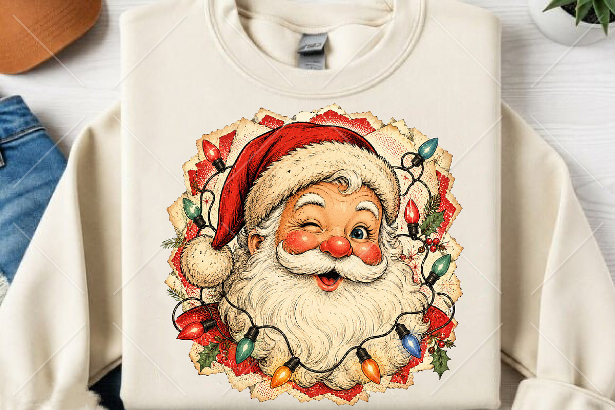 Retro Winking Santa Claus Christmas, a Seasonal Illustration by Canvas Craft (Photo 2 of 6)