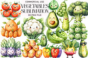 Cute Vegetables Sublimation Clipart, an Illustration by Daily.Designs (Thumbnail 1 of 5)