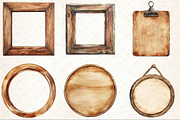 Watercolor Wooden Frame Clipart, an Illustration by Rose Art (Thumbnail 2 of 7)