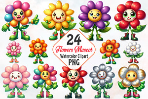 Flowers mascot sublimation clipart, an Illustration by RobertsArt