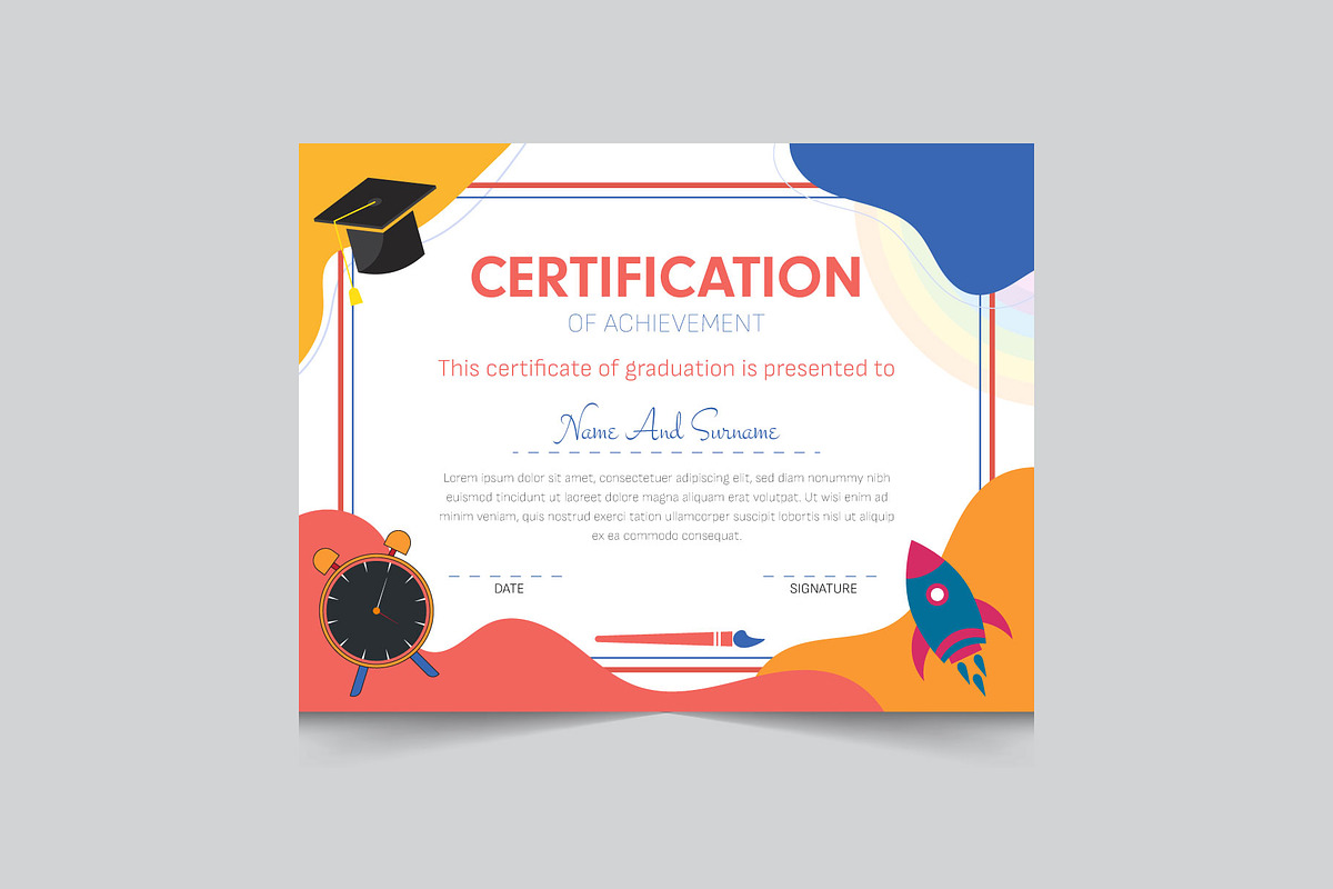 Kindergarten certificate template, a Card Template by thedesignsource