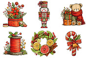 Vintage Christmas Clipart Bundle, an Illustration by Daily.Designs (Thumbnail 4 of 5)