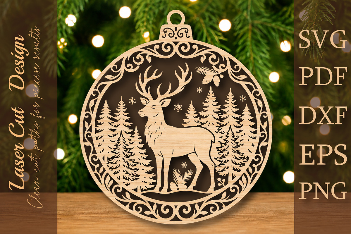 Reindeer Forest Christmas Ornament, a Work Illustration by Digital Artistic99 (Photo 1 of 4)