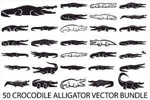 Crocodile Alligator Vector Bundle, an Illustration by jahid234