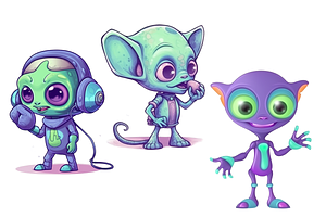 Cute Alien Clipart Bundle