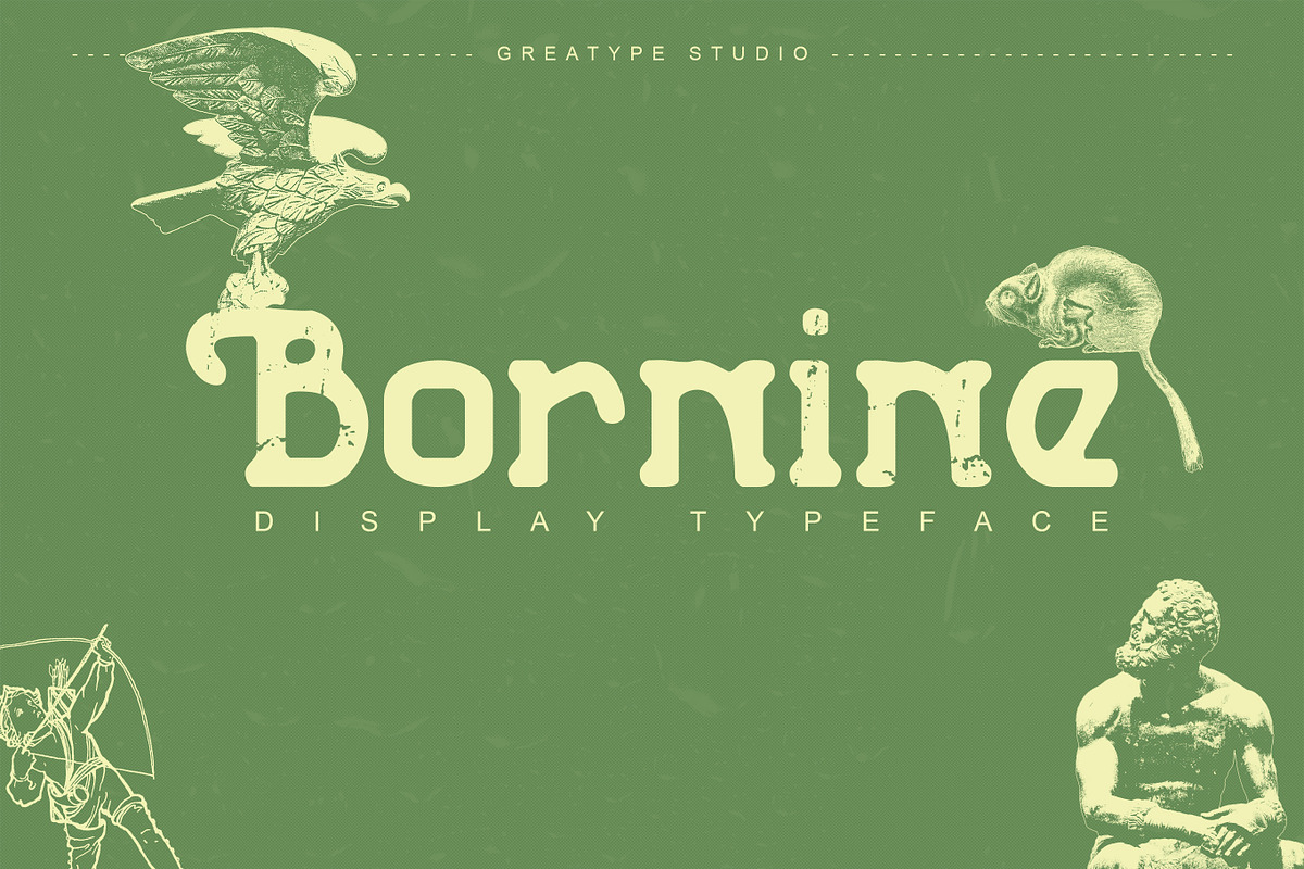 Bornine display typeface family, a Slab Serif Font by greatypes studio (Photo 1 of 15)