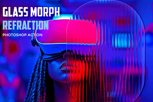 GLASS MORPH REFRACTION PHOTOSHOP, an Action Add-On by Studio Retouch