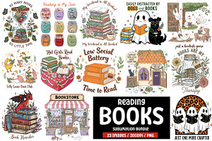 Reading Books Sublimation Bundle PNG, an Illustration by CreationArt