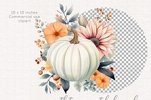 Boho Floral Pumpkin Clipart