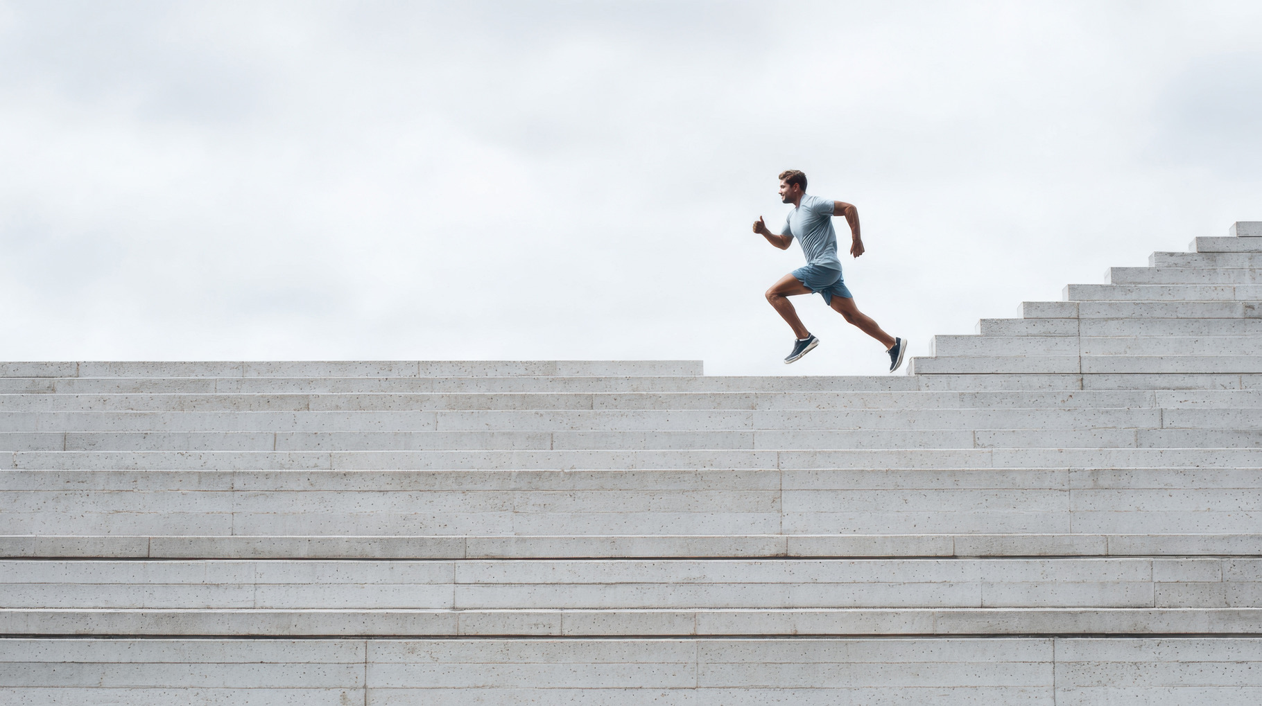 Runner climbs steps in city park, a Photo by Beautiful things