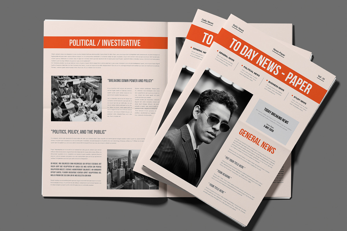 Minimal Newspaper Template, a Magazine Template by MightyDesign (Photo 2 of 8)