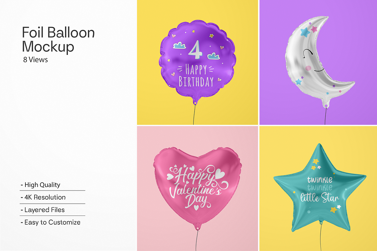 Foil Balloon Mockup Bundle, a Mockup by Mockupdaddy (Photo 1 of 11)