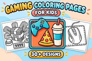 Gaming Coloring Pages for Kids #2, an Object Illustration by Inkivelle Studio