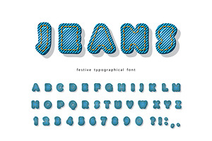 Denim alphabet. Jeans texture