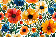 SUMMER FLOWERS SEAMLESS PATTERN, a Pattern Graphic by UniqueMe (Thumbnail 8 of 11)