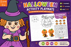 Halloween Activity Playmats for Kids, a Seasonal Illustration by Ksenya Savva