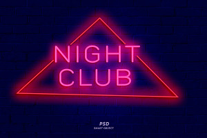 Night Club Neon Sign PSD Editable Te