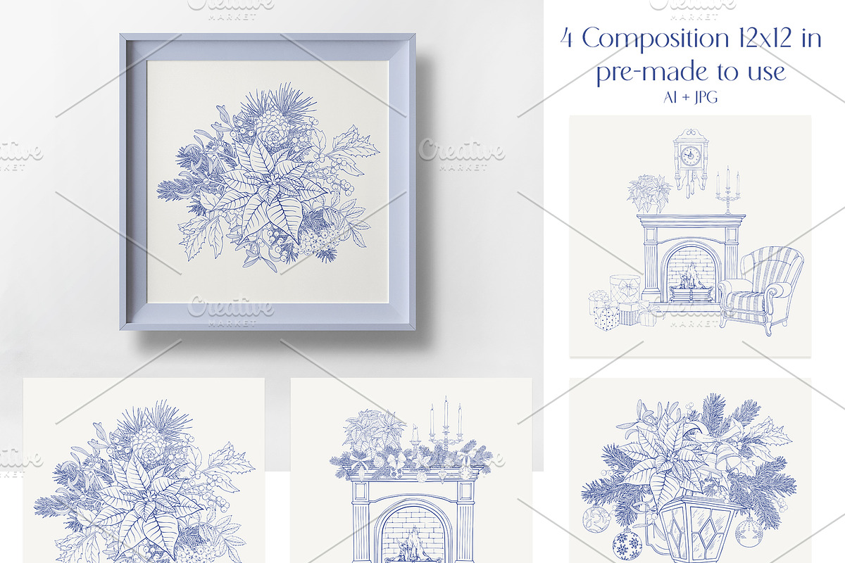 Christmas Hand drawn Vector set, an Object Illustration by ON_lineart_store (Photo 6 of 10)