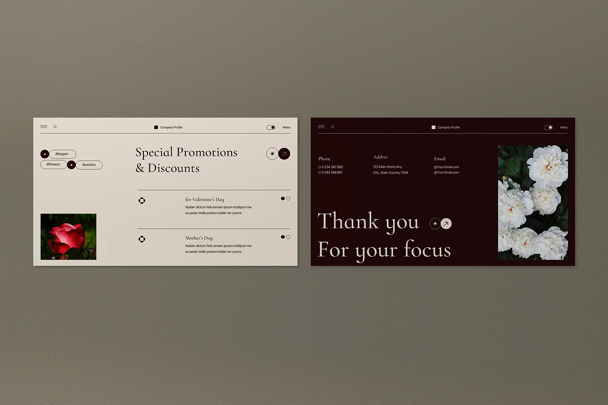 Red Flower Service Google Slide, a Presentation Template by graphicook (Photo 4 of 4)