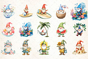 Watercolor Summer Gnome Clipart, an Illustration by DreamCafeArt (Thumbnail 2 of 5)