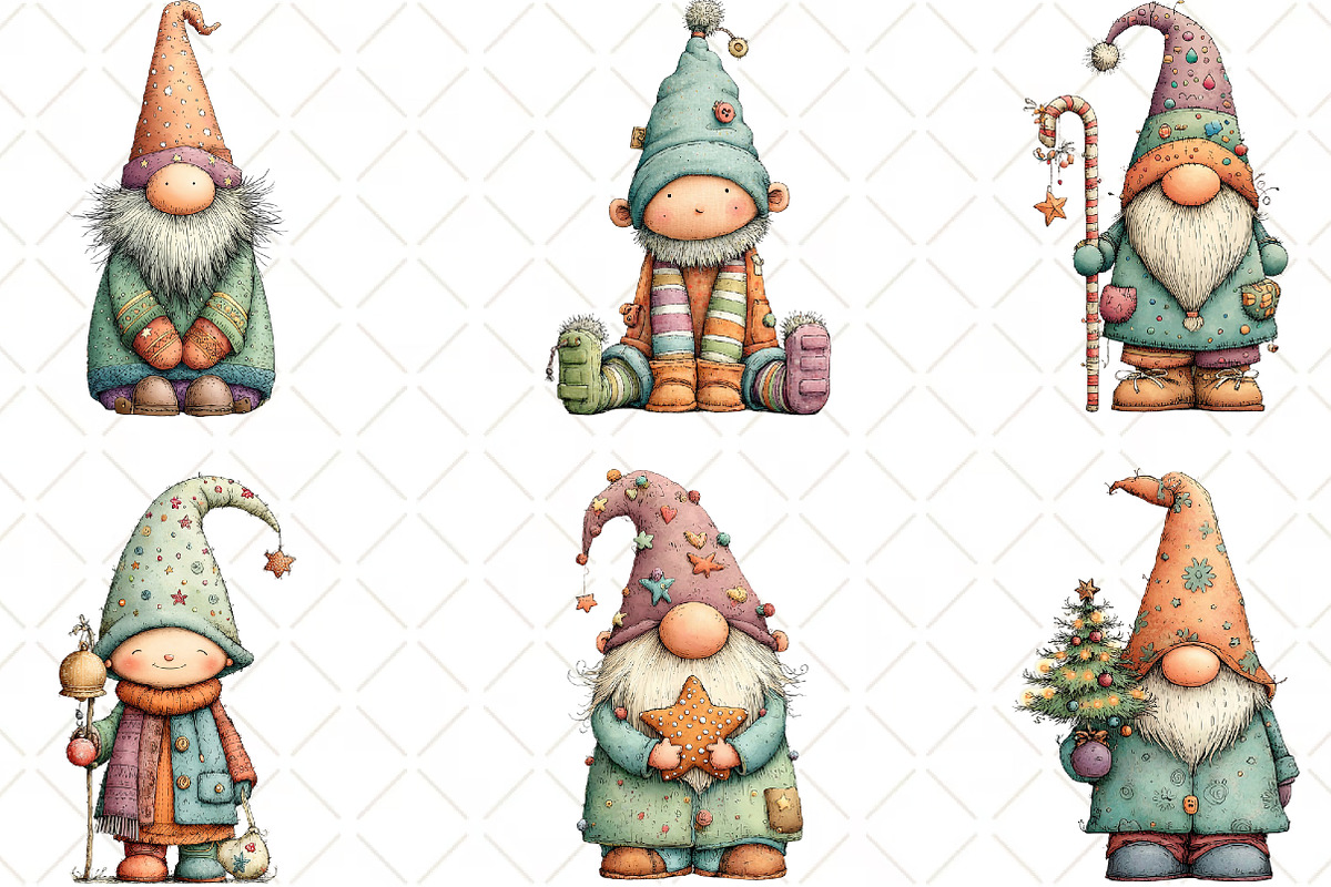 Quirky Christmas Gnome Clipart, an Illustration by Black Bird Studio (Photo 6 of 6)