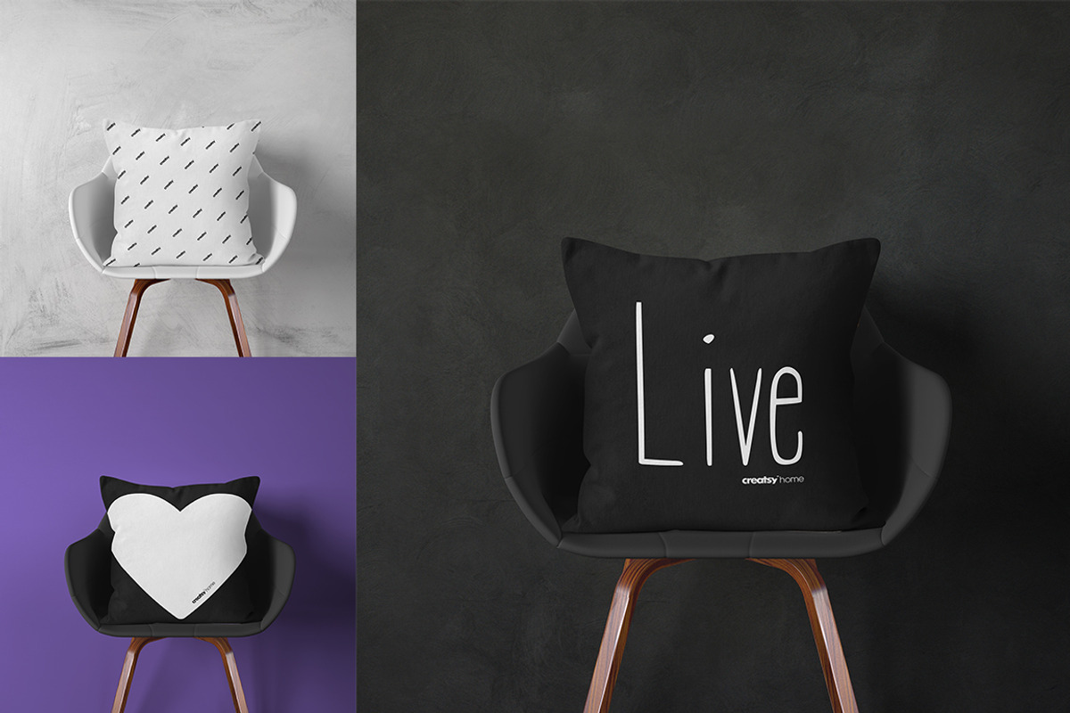 Throw Pillow Mockup Set, a Household Mockup by creatsy2 (Photo 2 of 13)