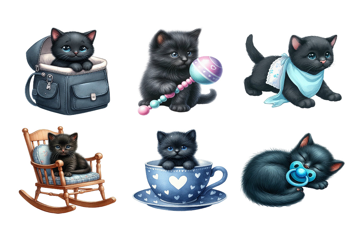Black Cat Nursery Baby Clipart Png, an Illustration by Daily.Designs (Photo 2 of 5)