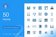 Home Blue & Black Icons, an Icon by IconBunny (Thumbnail 1 of 2)
