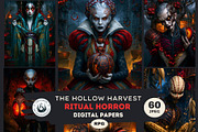 Harvest Ritual Horror Digital Paper, a Seasonal Illustration by ThatsDesignArt (Thumbnail 1 of 15)