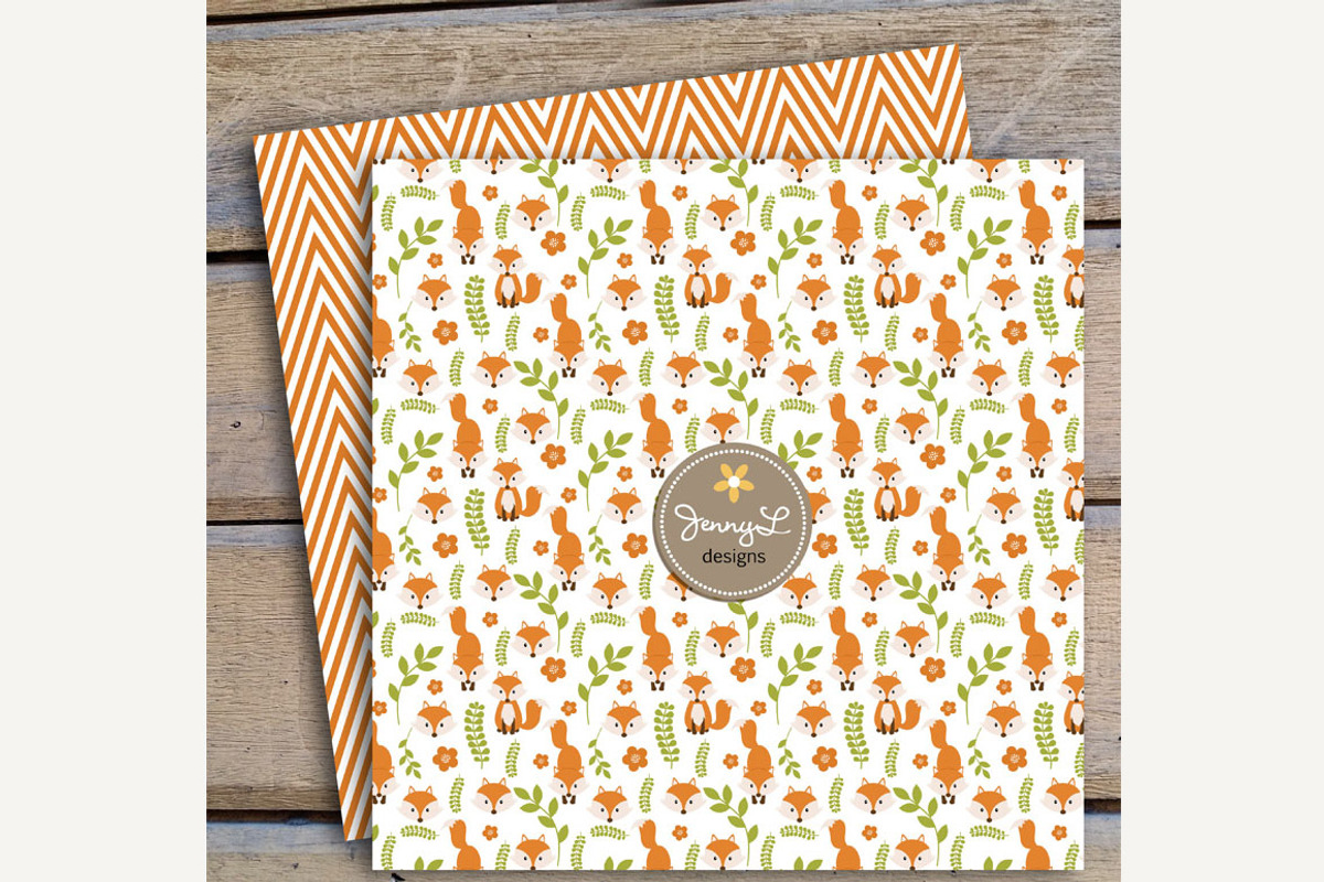 Fox Digital Paper and Clipart, a Pattern Graphic by JennyL Designs (Photo 3 of 4)