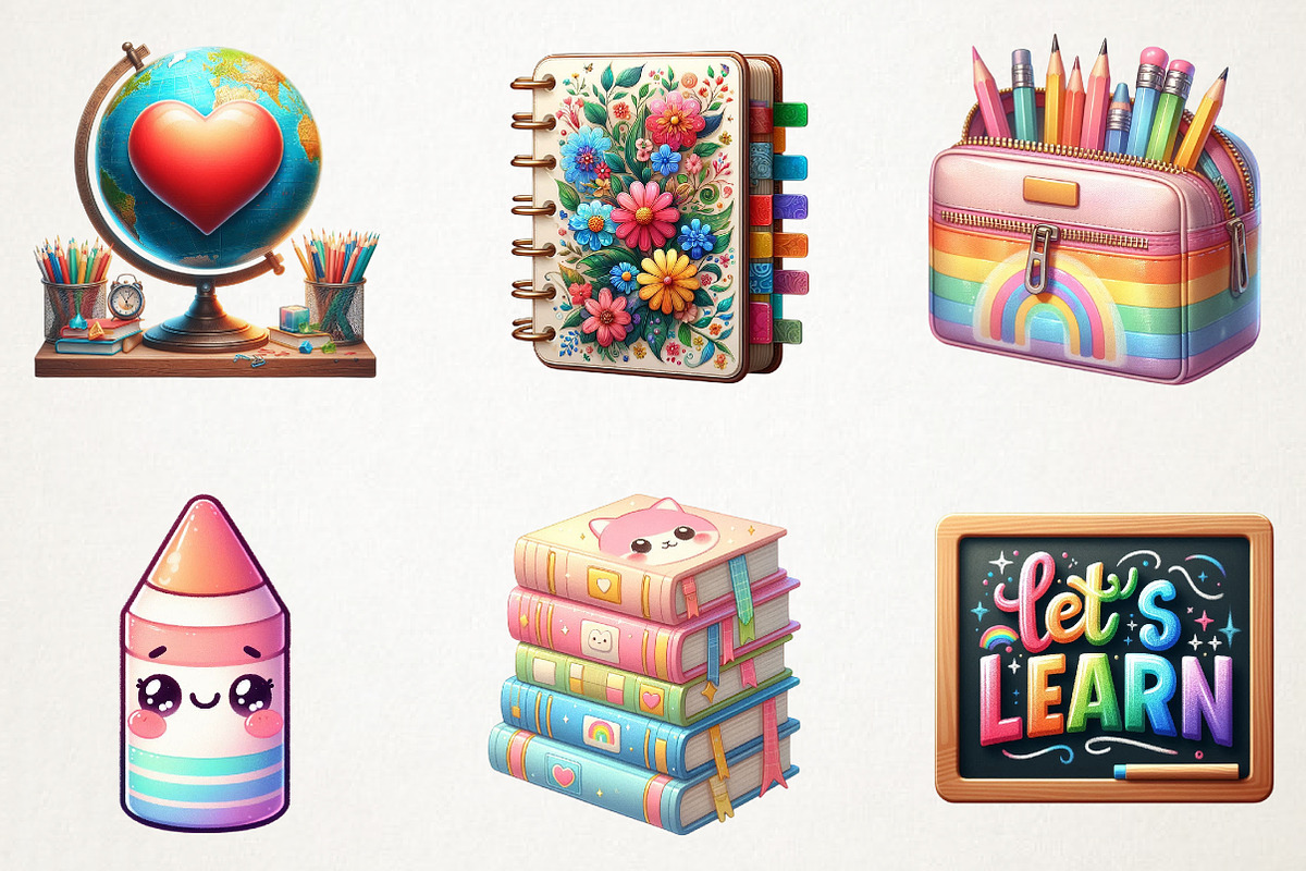 School Clipart Set, School Supplies, an Illustration by RobertsArt (Photo 7 of 7)