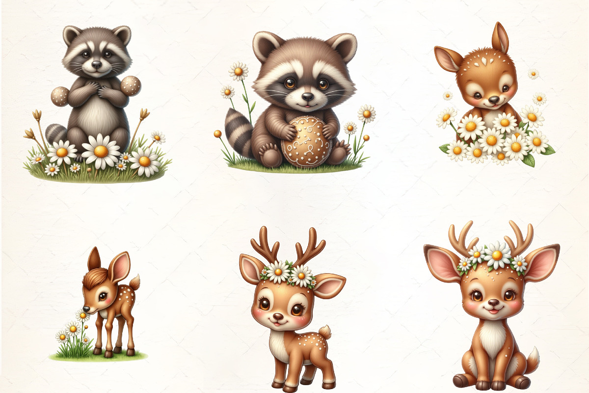 Cute Animals & Daisy Flowers Sublima, an Illustration by CrexoraLab (Photo 3 of 5)
