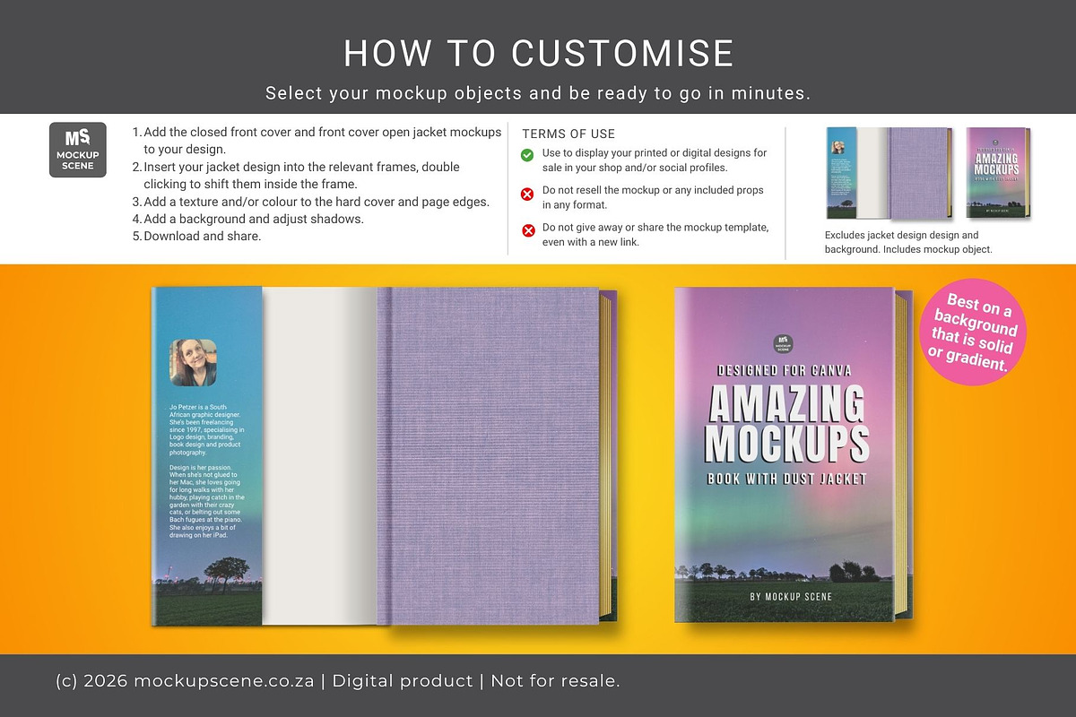 Book with Dust Jacket Canva Mockup, a Books & Magazine Mockup by Mockup Scene (Photo 10 of 13)