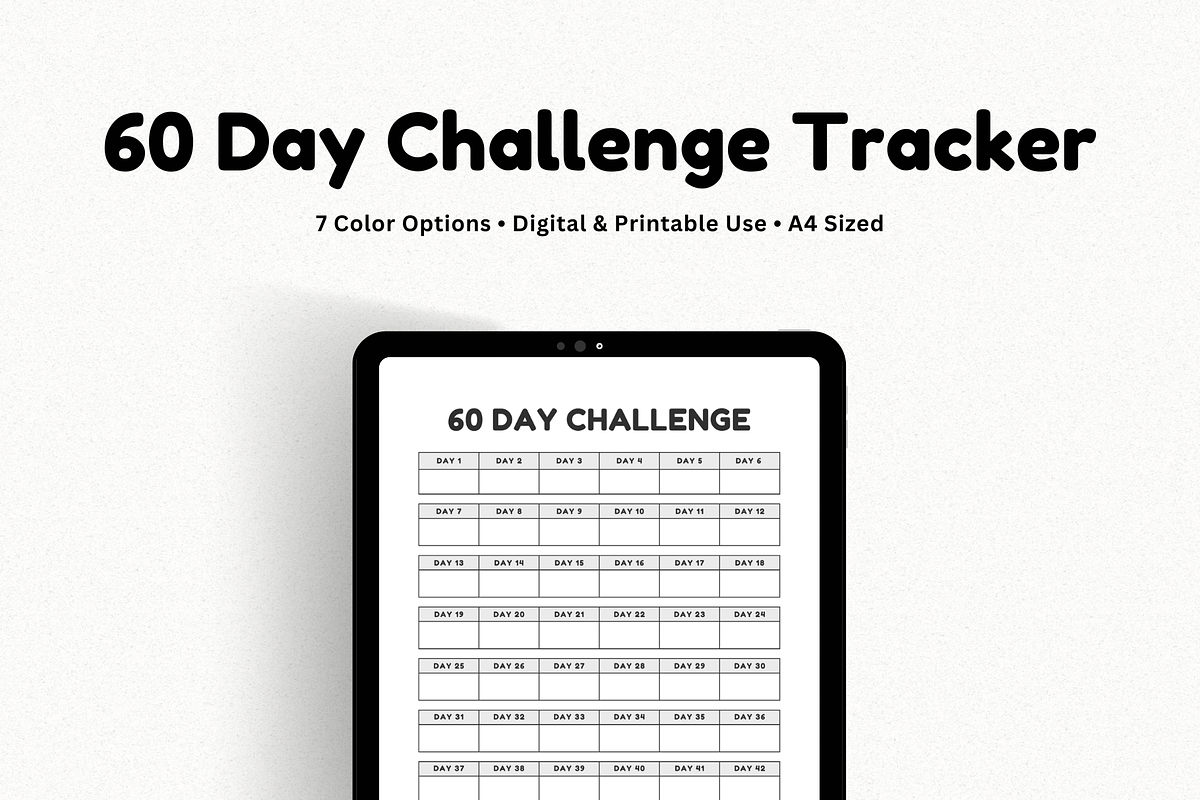 60-Day Challenge Tracker Printable, a Stationery Template by The Chaos Project (Photo 1 of 10)