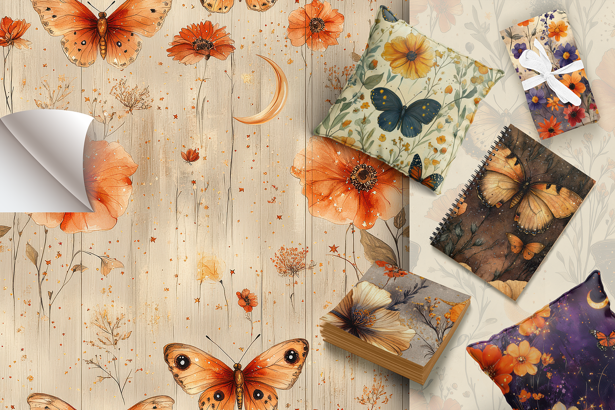 Butterfly's Garden Seamless Patterns, a Pattern Graphic by Curve Design (Photo 6 of 12)