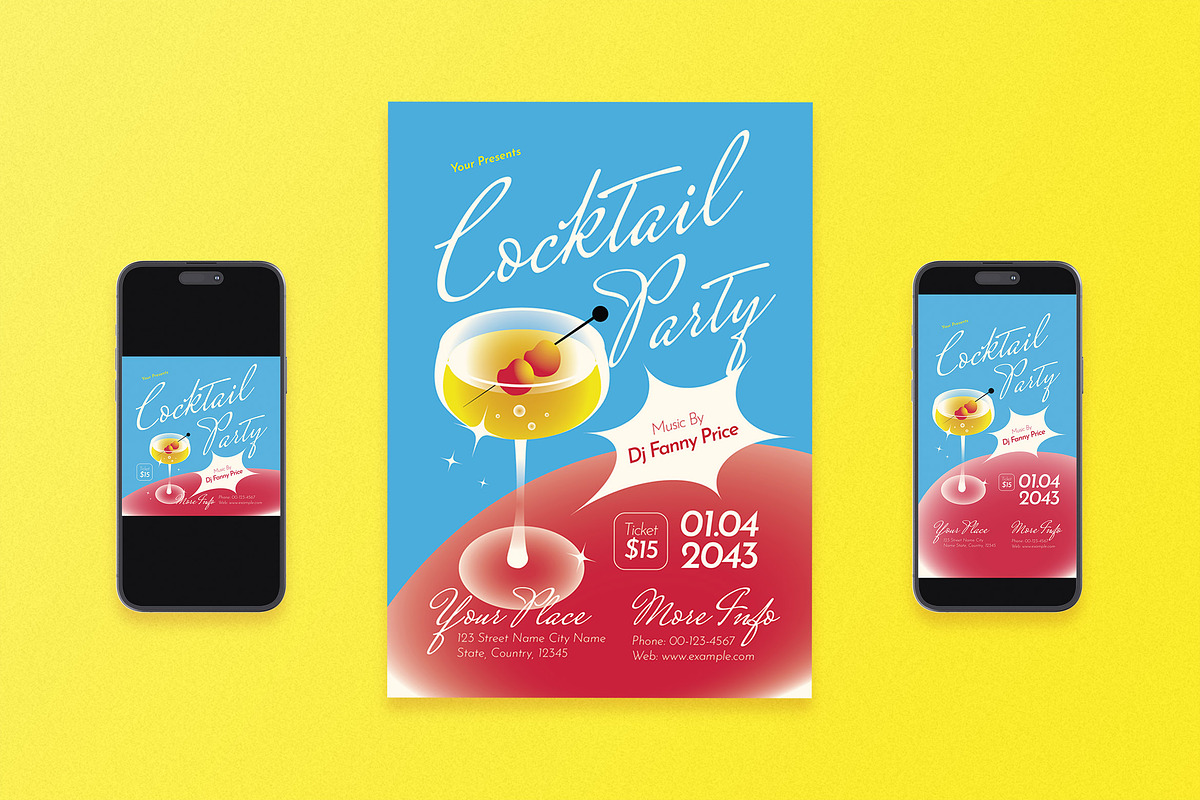 Cocktail Party Flyer Set, a Flyer Template by Aiyari Graphic (Photo 1 of 3)
